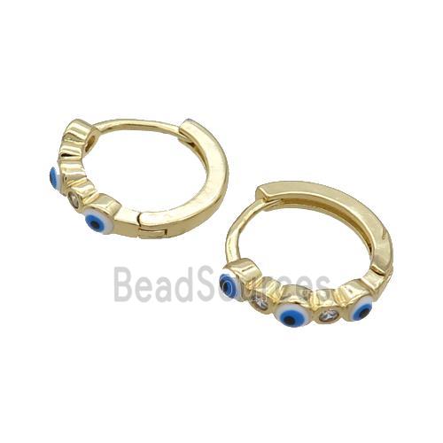 Copper Hoop Earring White Enamel Evil Eye Gold Plated