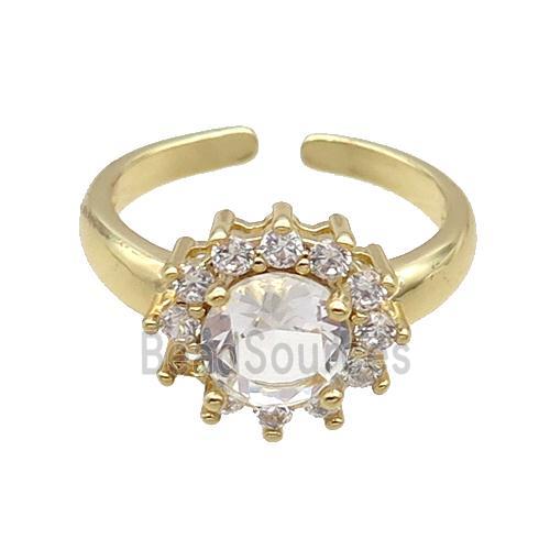 Copper Ring Pave Crystal Gold Plated