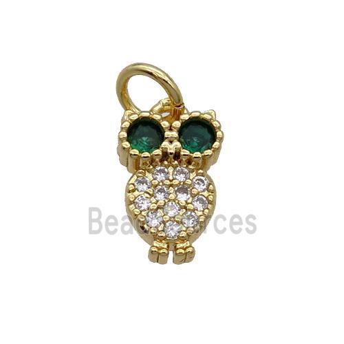 Copper Owl Pendant Pave Zircon Bird Gold Plated