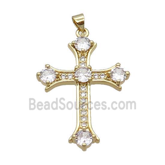 Copper Cross Pendant Pave Zircon Gold Plated