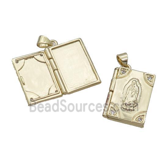 Copper Locket Pendant Jesus Rectangle Gold Plated