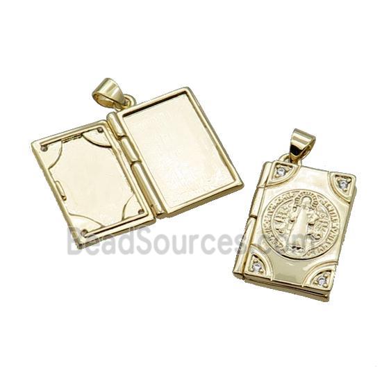 Copper Locket Pendant Jesus Rectangle Gold Plated