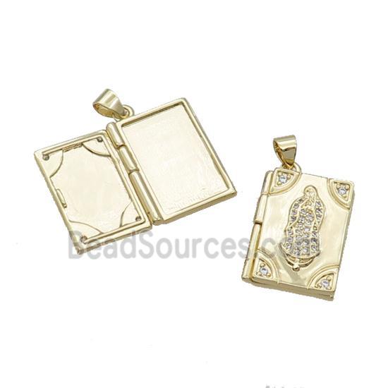 Copper Locket Pendant Virgin Mary Rectangle Gold Plated