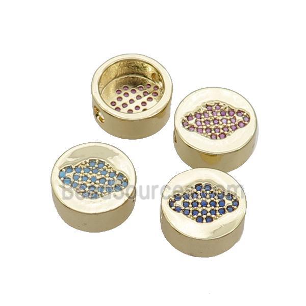 Copper Button Beads Pave Zircon Planet Gold Plated Mixed