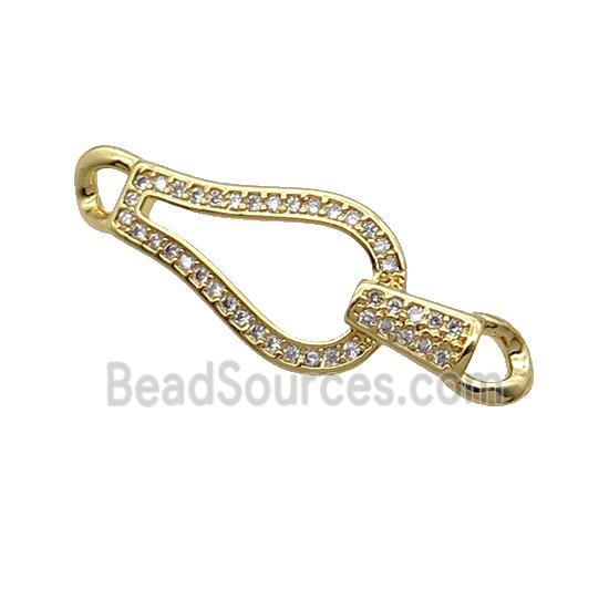 Copper Connector Pave Zircon Gold Plated