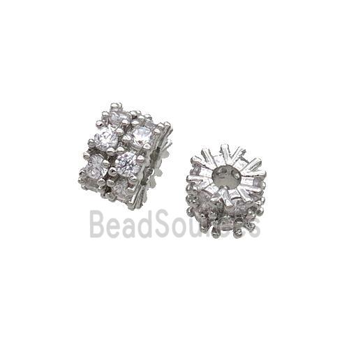 Copper Heishi Beads Pave Zircon Platinum Plated