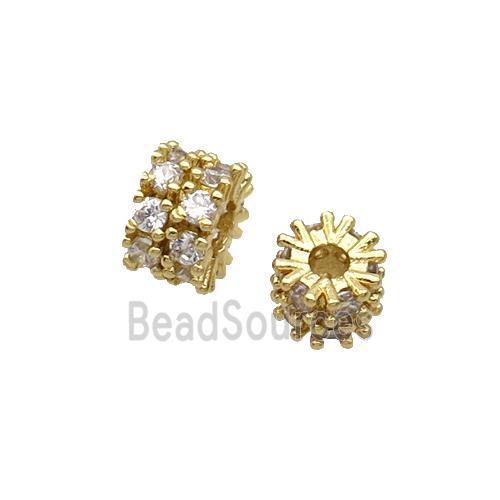 Copper Heishi Beads Pave Zircon Gold Plated