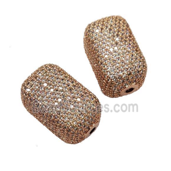 Copper Cuboid Beads Pave Zircon Rose Gold