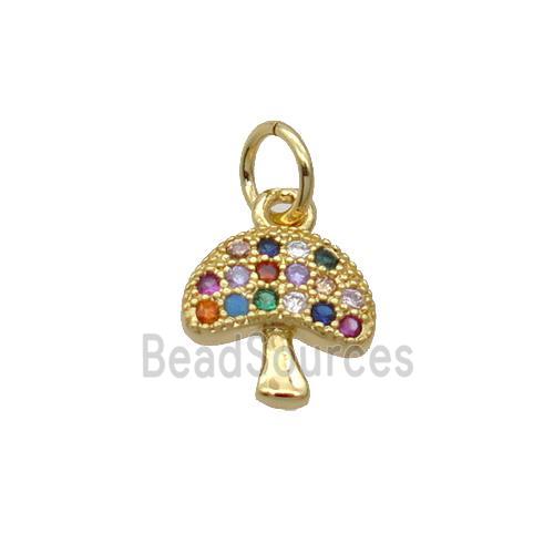 Copper Mushroom Pendant Pave Zircon Gold Plated