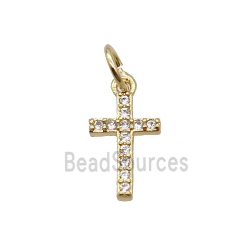 Copper Cross Pendant Pave Zircon Gold Plated