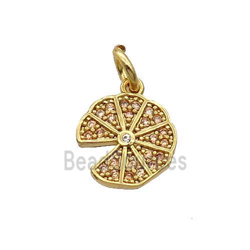 Copper Pizza Pendant Pave Zircon Gold Plated