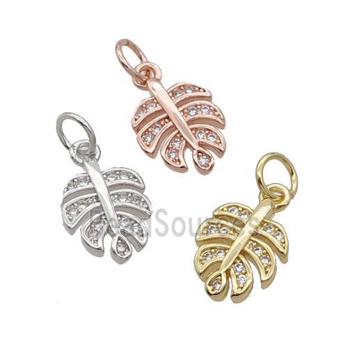 Copper Leaf Pendant Pave Zircon Mixed