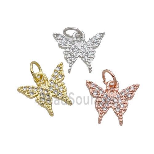 Copper Butterfly Pendant Pave Zircon Mixed