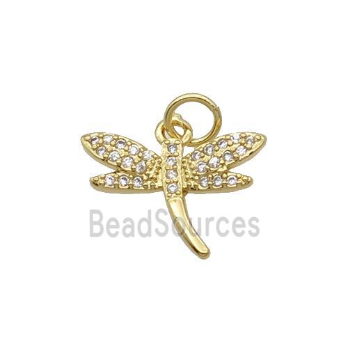 Copper Dragonfly Pendant Pave Zircon Gold Plated