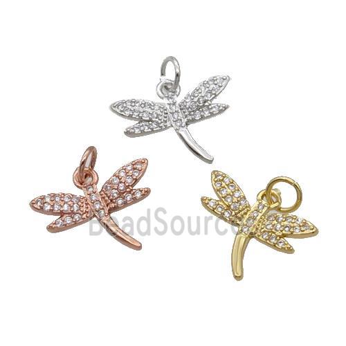 Copper Dragonfly Pendant Pave Zircon Mixed