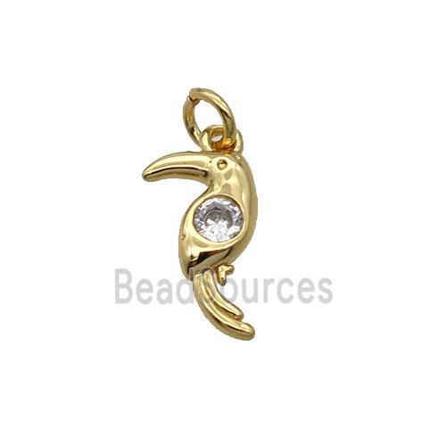 Copper Parrot Pendant Bird Pave Zircon Gold Plated