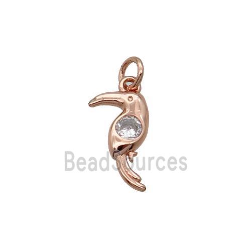 Copper Parrot Pendant Bird Pave Zircon Rose Gold