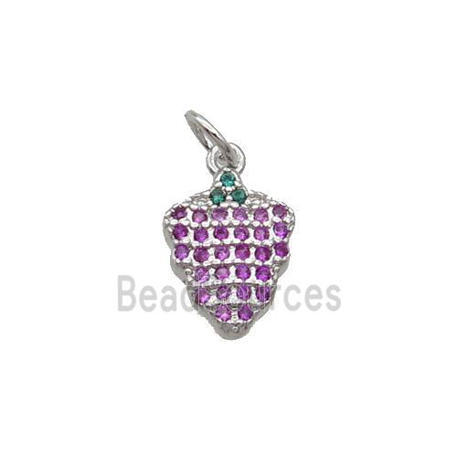 Copper Grapes Pendant Pave Zircon Platinum Plated