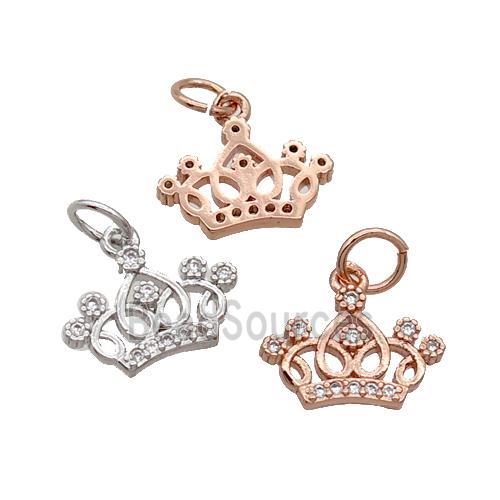 Copper Crown Pendant Pave Zircon Mixed