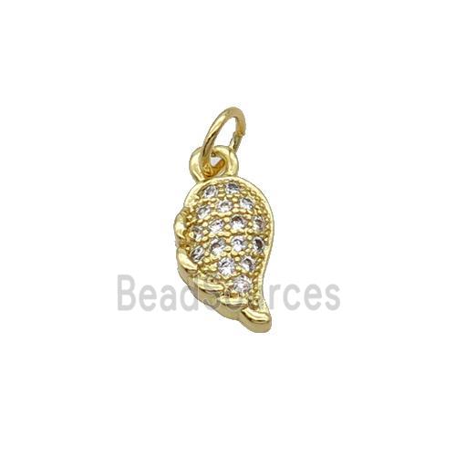 Copper Pendant Pave Zircon Angel Wing Gold Plated