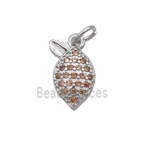 Copper Pineapple Pendant Pave Zircon Platinum Plated