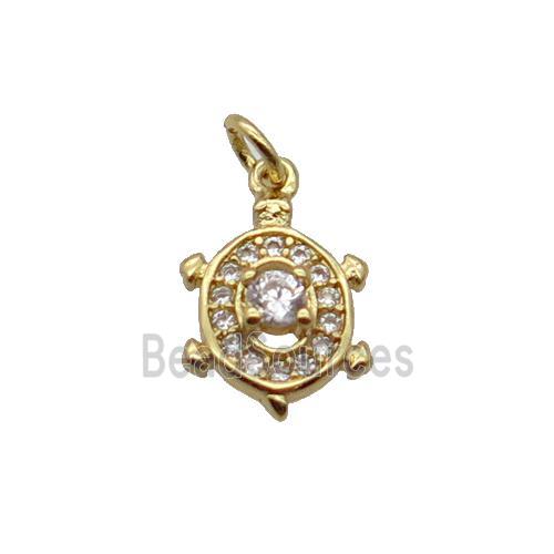 Copper Tortoise Pendant Pave Zircon Gold Plated