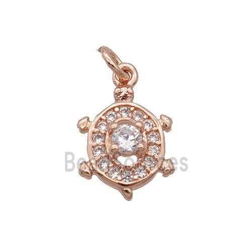 Copper Tortoise Pendant Pave Zircon Rose Gold