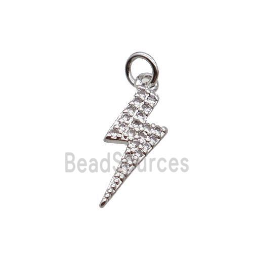 Copper Lightning Pendant Pave Zircon Platinum Plated