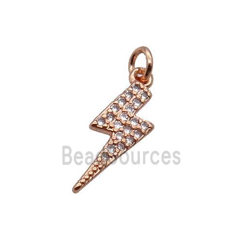 Copper Lightning Pendant Pave Zircon Rose Gold