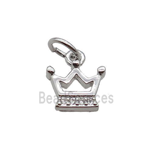 Copper Crown Pendant Pave Zircon Platinum Plated