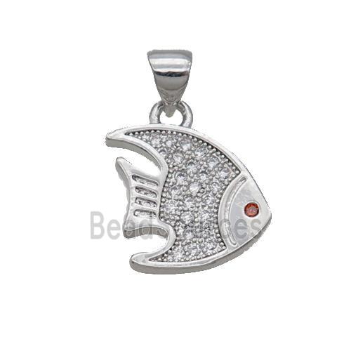 Copper Goldfish Pendant Pave Zircon Platinum Plated