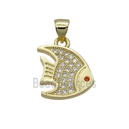 Copper Goldfish Pendant Pave Zircon Gold Plated