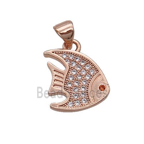 Copper Goldfish Pendant Pave Zircon Rose Gold