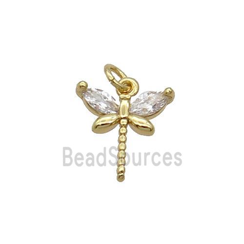 Copper Dragonfly Pendant Pave Zircon Gold Plated