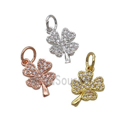 Copper Clover Pendant Pave Zircon Mixed