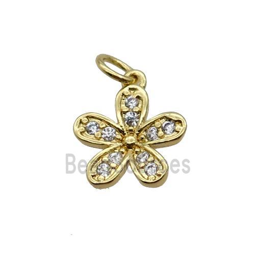 Copper Flower Pendant Pave Zircon Gold Plated