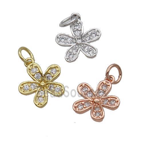 Copper Flower Pendant Pave Zircon Mixed