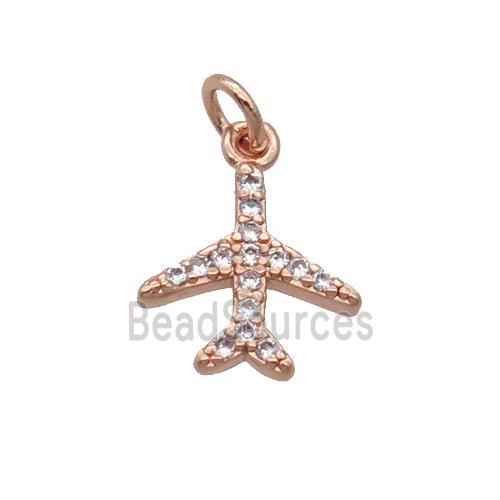 Copper Airplane Pendant Pave Zircon Rose Gold