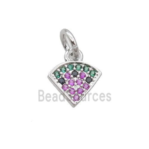 Copper Fan Pendant Pave Zircon Pizza Platinum Plated