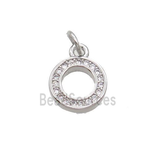 Copper Circle Pendant Pave Zircon Platinum Plated