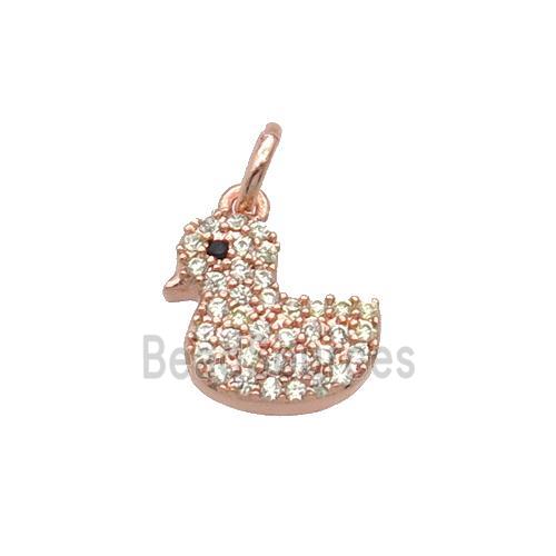 Copper Duck Pendant Pave Zircon Rose Gold