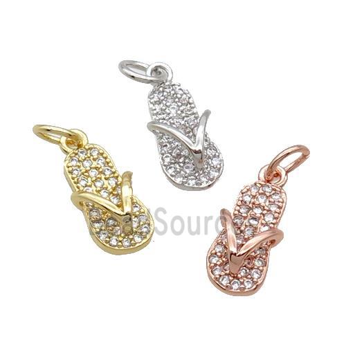 Copper Shoes Pendant Pave Zircon Mixed