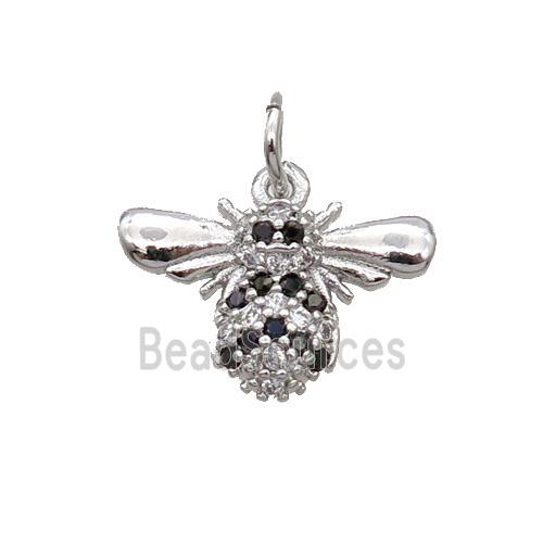 Copper Honeybee Pendant Pave Zircon Platinum Plated