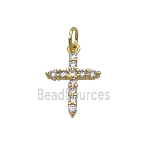 Copper Cross Pendant Pave Zircon Gold Plated