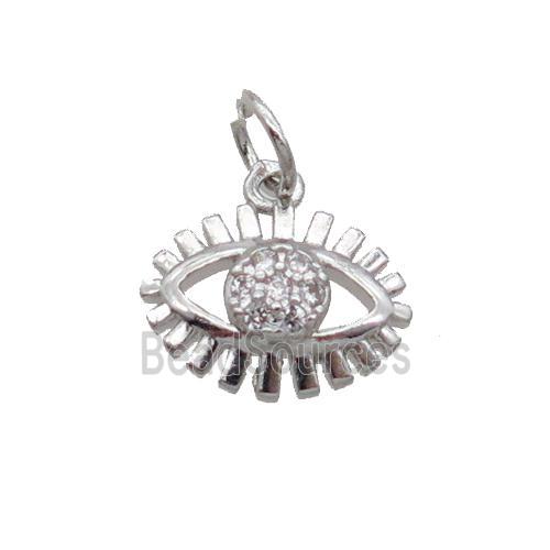 Copper Eye Pendant Pave Zircon Platinum Plated