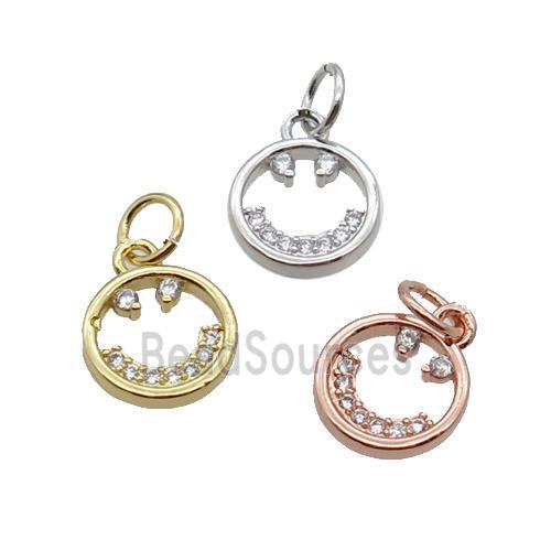 Copper Emojiface Pendant Pave Zircon Mixed