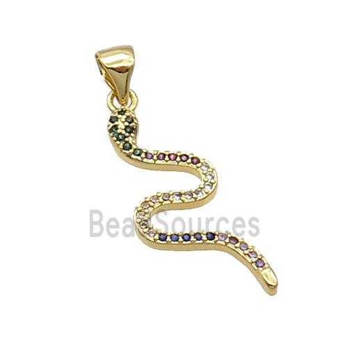 Copper Snake Pendant Pave Zircon Gold Plated