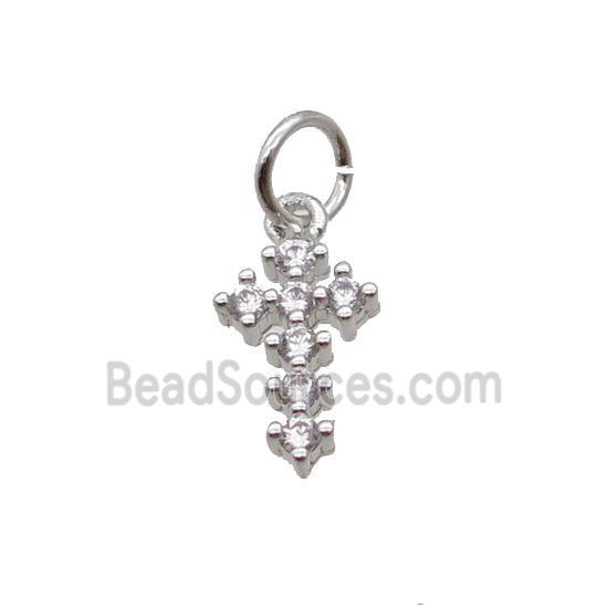 Copper Cross Pendant Pave Zircon Platinum Plated