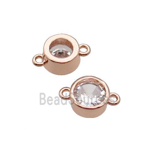 Copper Circle Connector Pave Zircon Rose Gold