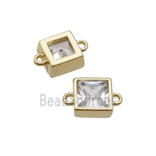 Copper Square Connector Pave Zircon Gold Plated